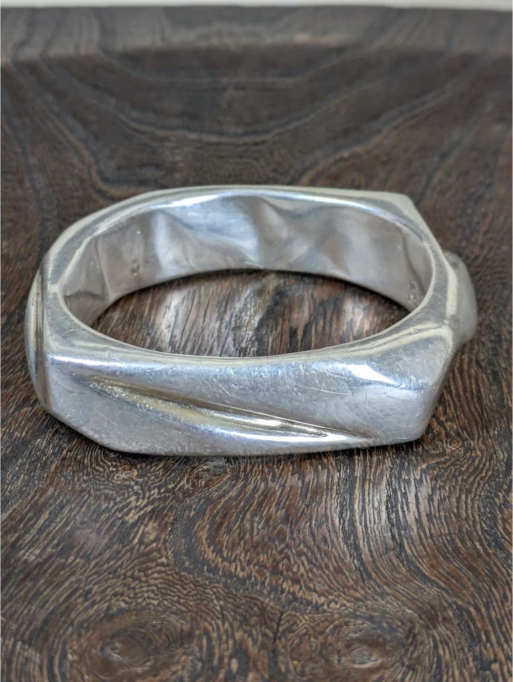 1990's Sterling Silver Abstract Bangle View 3
